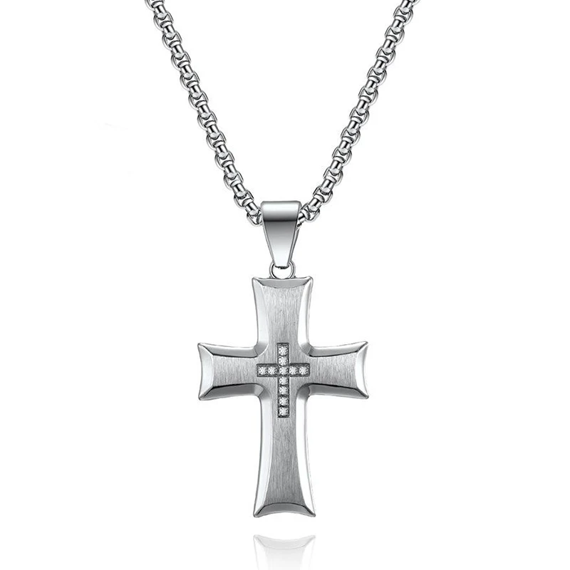 Mens Cross Zirconia Necklaces Chain Cross Pendant Necklace Mens Cross Zirconia Necklaces Chain Cross Pendant Necklace