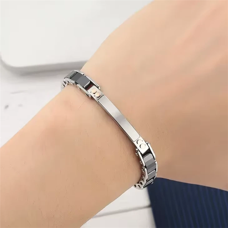 Fashion Jewelry Bracelet Custom Logo Black Ceramic Stainless Steel Bracelet Men