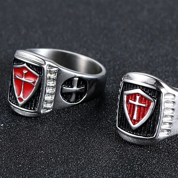 Red Shield Cross Knight Signet Ring best