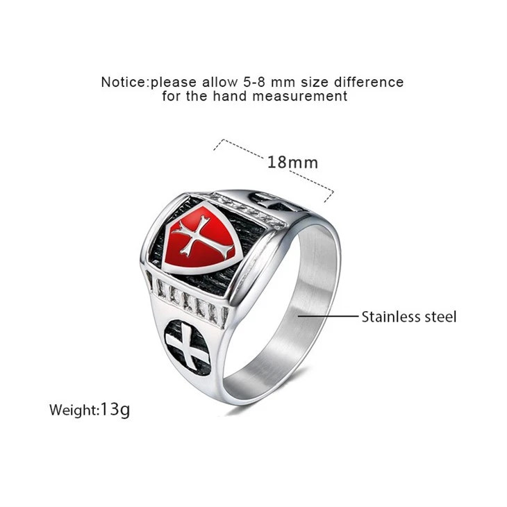 Red Shield Cross Knight Signet Ring price